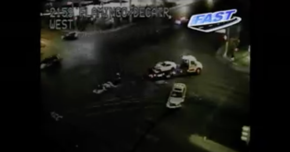 One dead after collision on Flamingo Road at Decatur Boulevard, Las